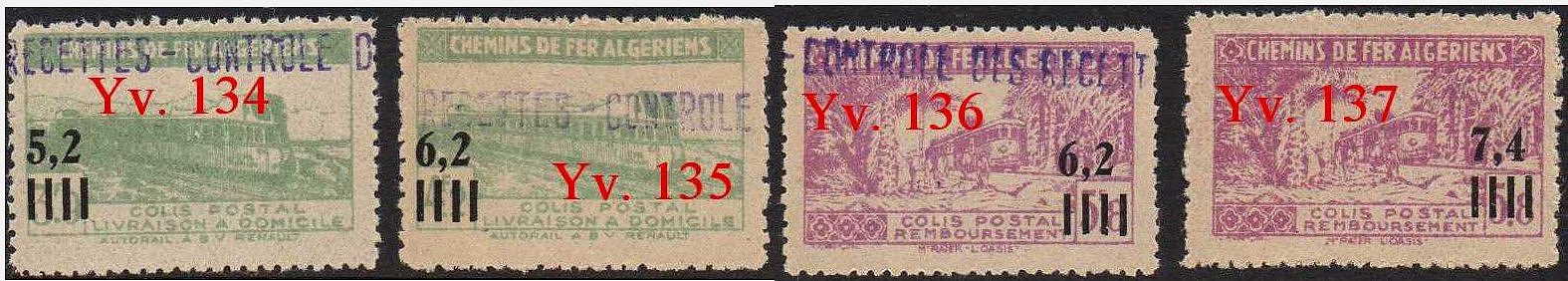 timbres-poste Algerie CP Colis Postal Algeria Railway Parcel Stamps